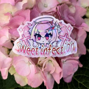 Adesivos Holo de vinil com infecção doce - Tenshi kawai, menhera Yami kawaii jirai kei Gurokawa Seringa de anjo fofa doente imagem 2