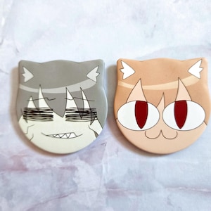 Neco-arc & Neco arc chaos Button pins cat ear| Meltyblood , Tsukihime , Fate, Carnival phantasm,TYPE MOON , silly meme cat pin,pilk