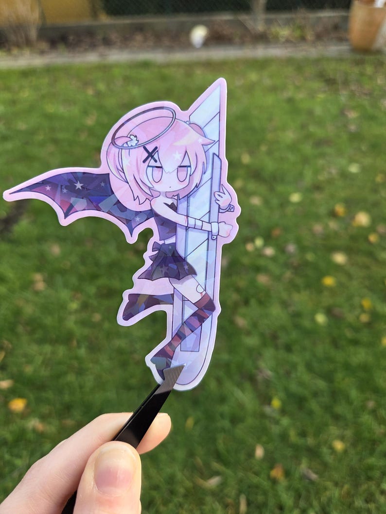 Devil & Angel Box Cutter - Tenshi kawai , menhera Yami kawaii jirai kei Gurokawa matching Vinyl Holo stickers Harajuku 2 inch image 3