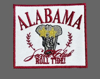 Geborduurde patch Alabama: olifantmascotte, opstrijkpatch Game Day