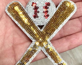 Sequin Baseball Bats Iron-On Patch: DIY Hat Applique