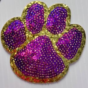 Sequin Paw Patch, 3 in Patch, Paw Patch, Trucker Hat Patch, Game Day Patch, Sports Patch, Iron on Patch, DIY, Mascot Patch