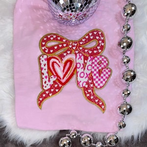 Valentine's love Patch, Sequin and Chenille Valentine Bow