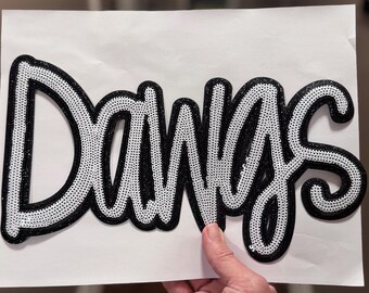 Sequin Dawgs Patch: Black Glitter Iron on Applique