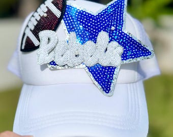 Opstrijkbare patch Rebels pailletten: 4" hoedenpatch, zilveren glitter Game Day-mascotte