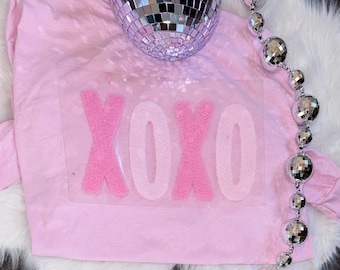 Fluffy Valentines Day Patch, DIY XOXO Pink Patch