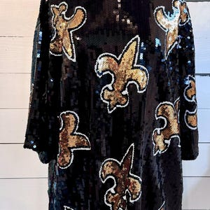 Fleur-De-Lis Sequin Dress: Black & Gold New Orleans Attire