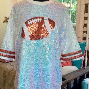 Sequin Dress, Sequin Jersey Dress, Iridescent White Football Jersey Dress, Game Day, Tailgating Attire, Football Party, Game Day Attire