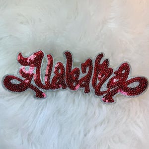 Sequin Patch, Alabama Patch, Crimson color Sequin Patch, Alabama Sequin Patch, DIY, Iron on Patch, Silver glitter backing