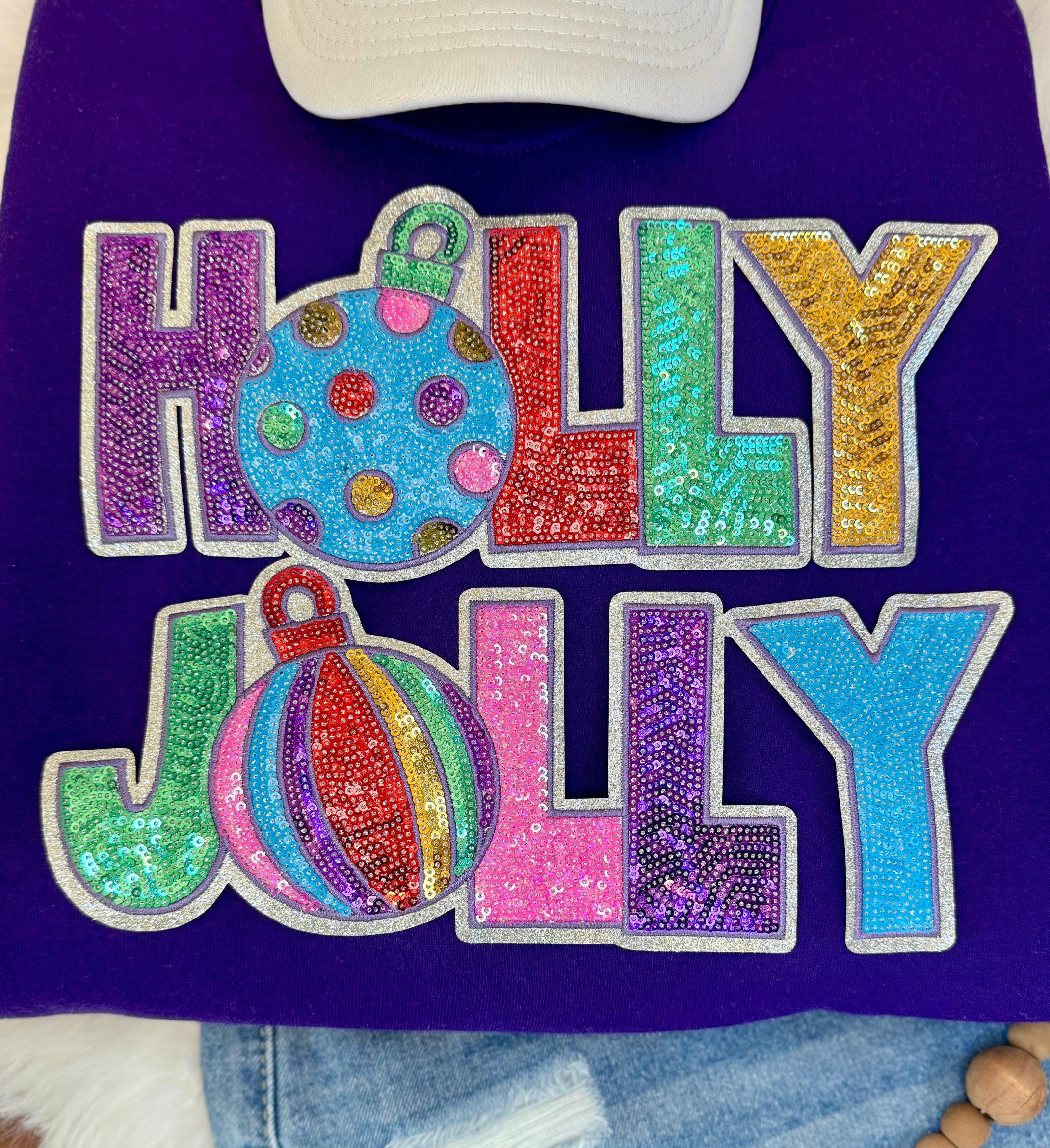 Holly Jolly Patch: Sequin Christmas Applique - 11-inch Patch - Etsy