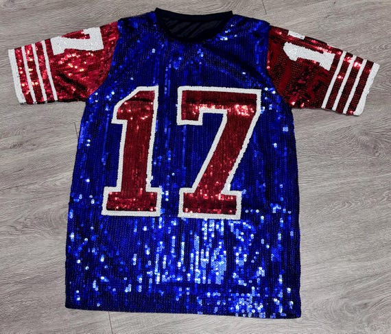 buffalo bills jersey dress Sequin Dress: Blue & Red Game Day visionet_split