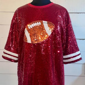 Sequin Dress, Sequin Jersey Dress, Crimson/Maroon and White Football Sequin Jersey Dress, Game Day, Football Sequin Dress, Tailgating Attire