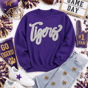 Écusson tigres à sequins : thermocollant blanc et argenté de 27,4 cm (11 po.), à faire soi-même
