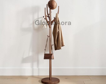 Wooden Coat Rack Freestanding, Tree Branch Standing Coat Tree, 12 Hook Heavy Duty Hanger, Entryway Corner Clothes Rack, Home Decor