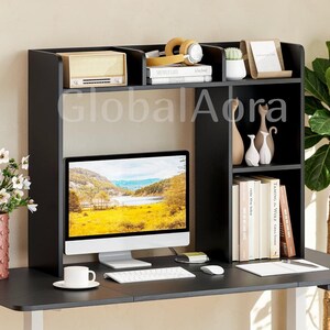 Desktop Bookshelf  Desk Shelf Organizer  Desktop Hutch  Wooden Bookshelf 5 Shelves