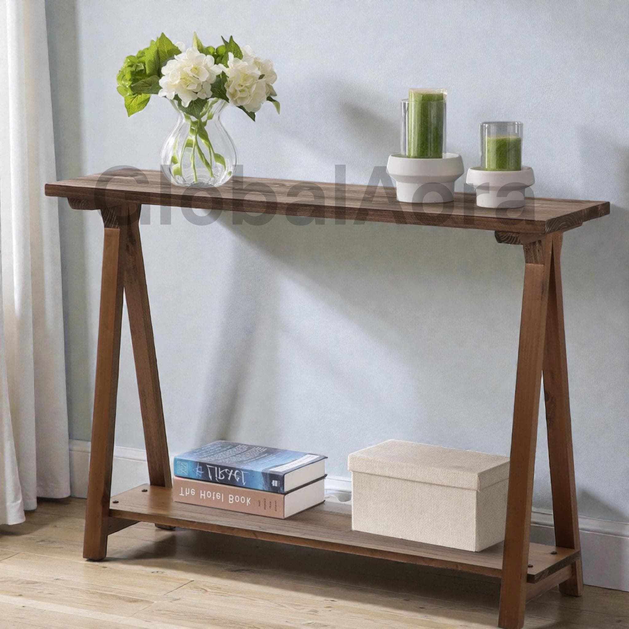 Shallow Entry Table Solid Wood Console Table Narrow Entry Table for Hallway Rustic Pinewood ...