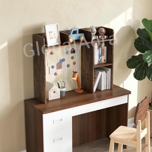 Desktop Bookshelf  Desk Shelf Organizer  Desktop Hutch  Wooden Bookshelf 5 Shelves