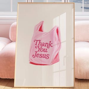 Thank You Jesus Wall Art Christian Wall Art Aesthetic Pink Wall Art Trendy Wall Art Dorm Room Decor Vintage Wall Art Inspirational Quotes
