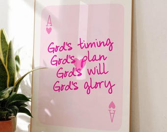 Playing Card Wall Art Pink Christian Wall Art Printable Retro Christian Art Jesus Wall Art Christian Aesthetic Wall Art Christian Girl Gifts