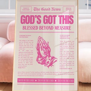 Modern Scripture Wall Art Bible Verse Newspaper Print Aesthetic Christian Art Vintage Bible Prints Pink Christian Dorm Decor Jesus Wall Art