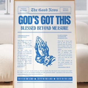 Retro Bible Verse Art Bible Verse Newspaper Print Aesthetic Christian Art Vintage Bible Prints Blue Christian Print Bible Quote Wall Art