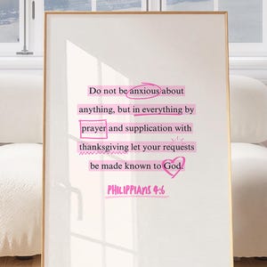 Philippians 4 6 Wall Art Pink Christian Wall Art Trendy Pink Bible Verse Printable Bible Verse Wall Art Pink Quote Christian Girl Wall Art