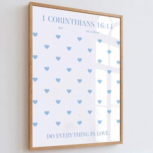 1 Corinthians 16 14 Wall Art Do Everything In Love Blue Christian Wall Art Bible Verse Christian Aesthetic Wall Art Jesus Blue Room Decor