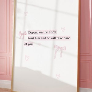 Biblical Wall Art Pink Girly Christian Wall Art Girls Biblical Poster Aesthetic Pink Bow Coquette Christian Girl Wall Art Preppy Wall Art