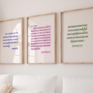 Bible Verse Wall Art Set of 3 Religious Prints Romans Jeremiah Scripture Wall Art Jesus Wall Art Bible Quotes Art Modern Christian Wall Art
