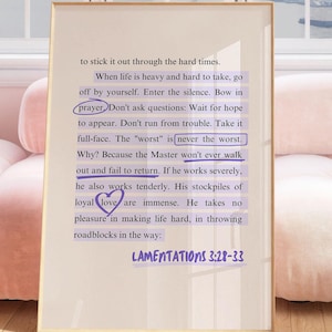 Lamentations 3 Wall Art Christian Pastel Purple Aesthetic Wall Art Christian Wall Art Bible Verse Print Christian Aesthetic Wall Art Dorm
