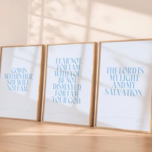 Set of 3 Bible Verse Wall Art Christian Wall Art Bundle In Blue Scripture Wall Art Printable Religious Wall Art Christian Aesthetic Wall Art