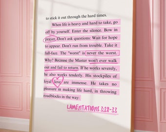 Lamentazioni 3 Wall Art Christian Pink Quote Wall Prints Christian Wall Art Versetto della Bibbia Stampa Versetto della Bibbia Regali Christian Aesthetic Wall Art