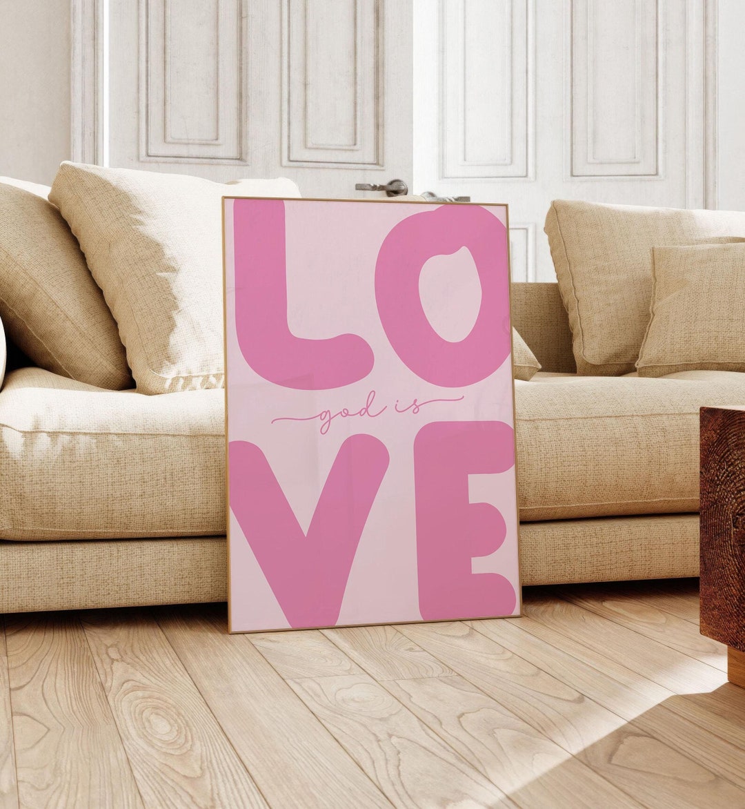 God is Love Wall Art Pink Christian Wall Art Pink Wall Prints Christian ...