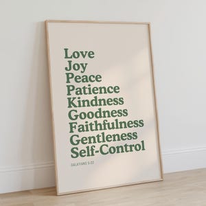 Fruit of the Spirit Wall Art Galatians 5 22 23 Sage Green Christian ...