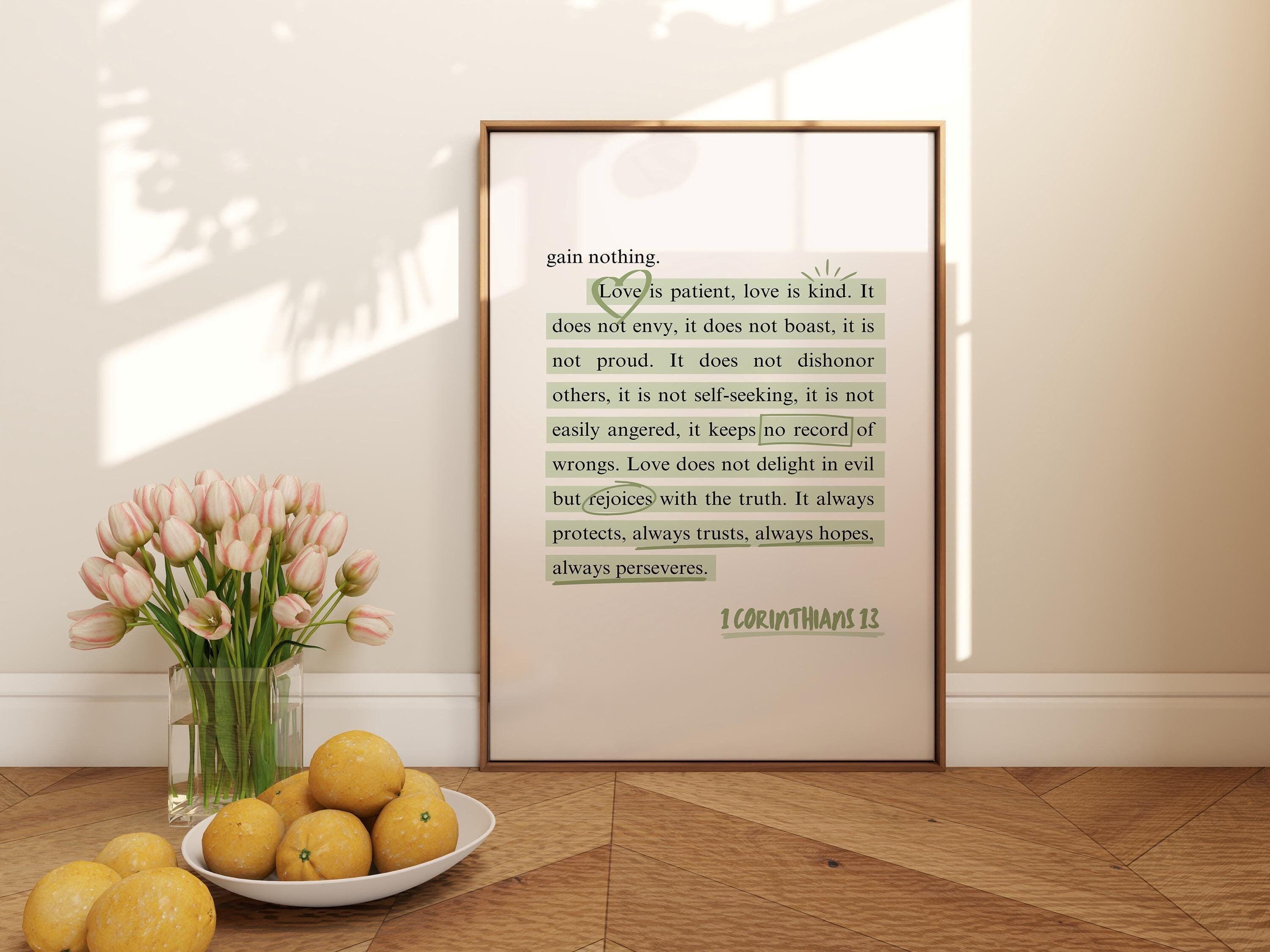 1 Corinthians 13 Wall Art Green Christian Wall Art Sage Green Wall ...