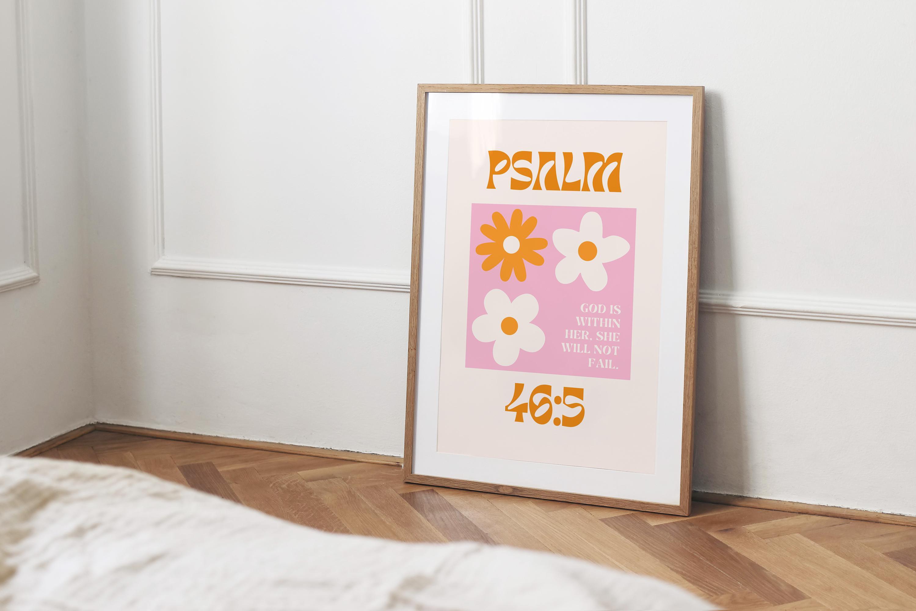 God is Within Her Print Psalm 46 5 Pink Christian Wall Art Aesthetic ...
