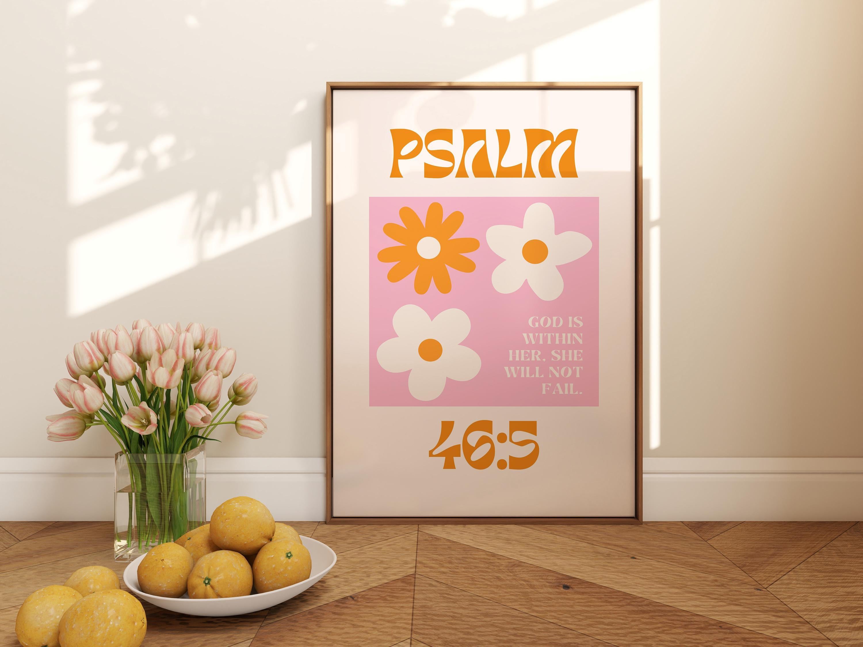 God is Within Her Print Psalm 46 5 Pink Christian Wall Art Aesthetic ...