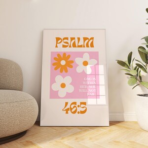God is Within Her Print Psalm 46 5 Pink Christian Wall Art Aesthetic ...