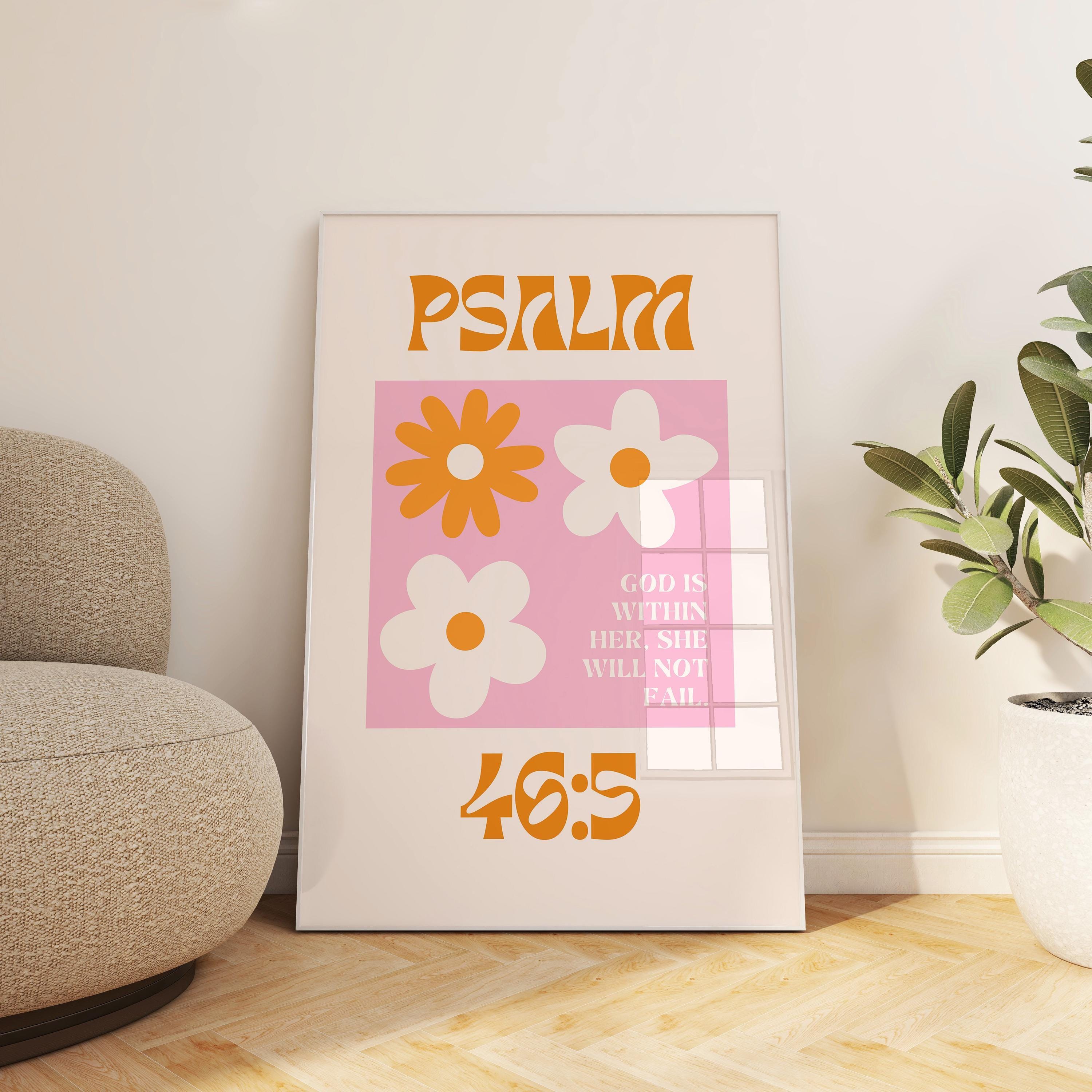 God is Within Her Print Psalm 46 5 Pink Christian Wall Art Aesthetic ...