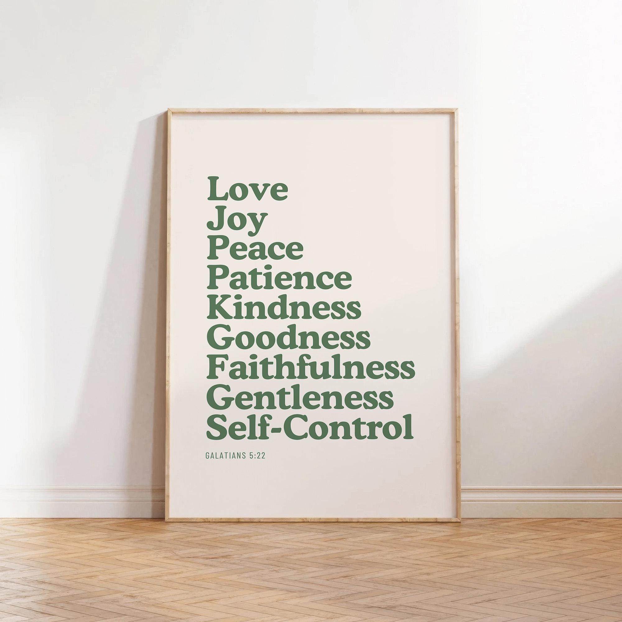 Fruit of the Spirit Wall Art Galatians 5 22 23 Sage Green Christian ...
