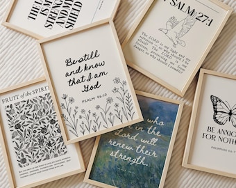 Set of 10 Gallery Wall Prints Christian Wall Art Black White Bible Verse Wall Art Scripture Wall Art Trendy Wall Prints Modern Wall Art