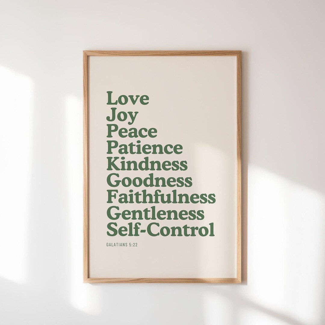 Fruit of the Spirit Wall Art Galatians 5 22 23 Sage Green Christian ...