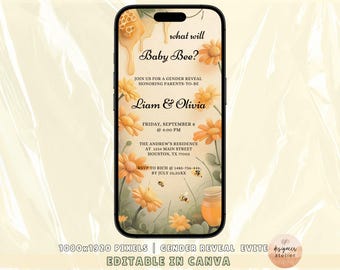 What Will Baby Bee Gender Reveal Invitation Animated What It Will Bee Gender Reveal Honey Bees Invites Bee Themed Party Invitations Template