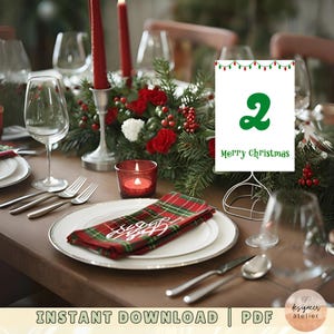Christmas Table Numbers Printable 5x7 Table Numbers 1-50 Green Table ...