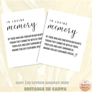 In Loving Memory Wedding Sign Template Memorial Table Signs Forever In our Hearts Sign Minimalist Wedding Memorial Sign In Memory Table Sign