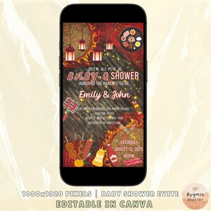 Baby-Q Baby Shower Invitation Backyard Shower BBQ Invitation Template Digital BBQ Baby Shower Invite Baby Q Couple Baby Sprinkle Invitations