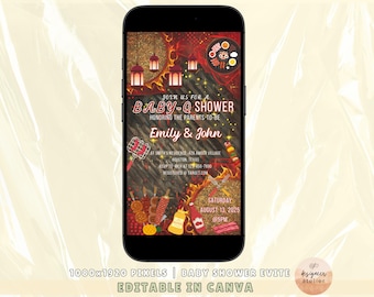 Baby-Q Baby Shower Invitation: Backyard BBQ, Digital Template (1080x1920 px)
