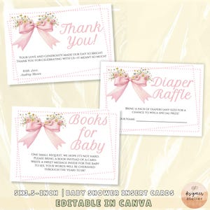 Baby in Bloom Diaper Raffle Card Thank You Baby Shower Girl Floral Books for Baby Shower Thank You Card Pink Bow Baby in Bloom Coquette Card