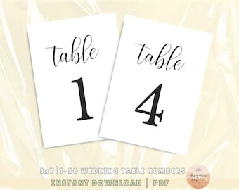 Minimalist Table Numbers Wedding Printable 5x7 Table Numbers Luxury Wedding Table Numbers Instant Download Wedding Modern Table Numbers Sign