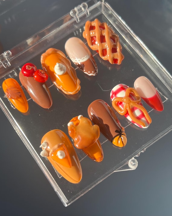 20 Thanksgiving Nail Ideas for a Festive Fall Manicure 2 Thanksgiving Dinner in Miniature